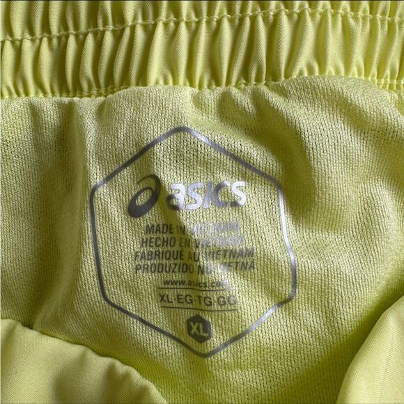Asics NWT Flat Front Lined Neon Yellow Running Short Size XL - Picture 5 of 6